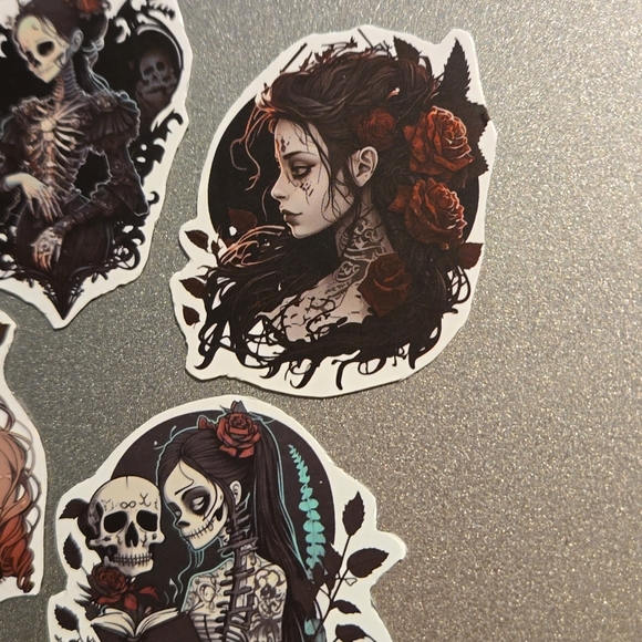 Skelton Goth Girl Magnets Custom Handmade for Locker or Toolbox - Picture 3 of 5